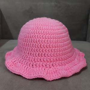 Pink Bucket Hat |Plain Cute Crochet Handmade Hat