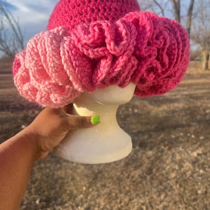 Barbie Pink Crochet Ruffle Hat