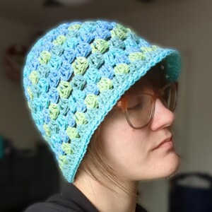 Cute blue handmade crochet bucket hat