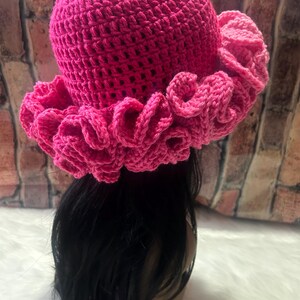 All shades Of Pink  Crochet Ruffle Hat