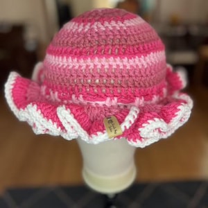 Pink Ruffled Crochet Hat