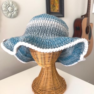 Blue Crocheted Sun Bucket Hat
