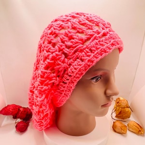 Custom Hat, Slouchy Crochet Hat, Pink Dreadlock Beanie, Crochet Bucket Hat, Gift for Women, Gift for Him